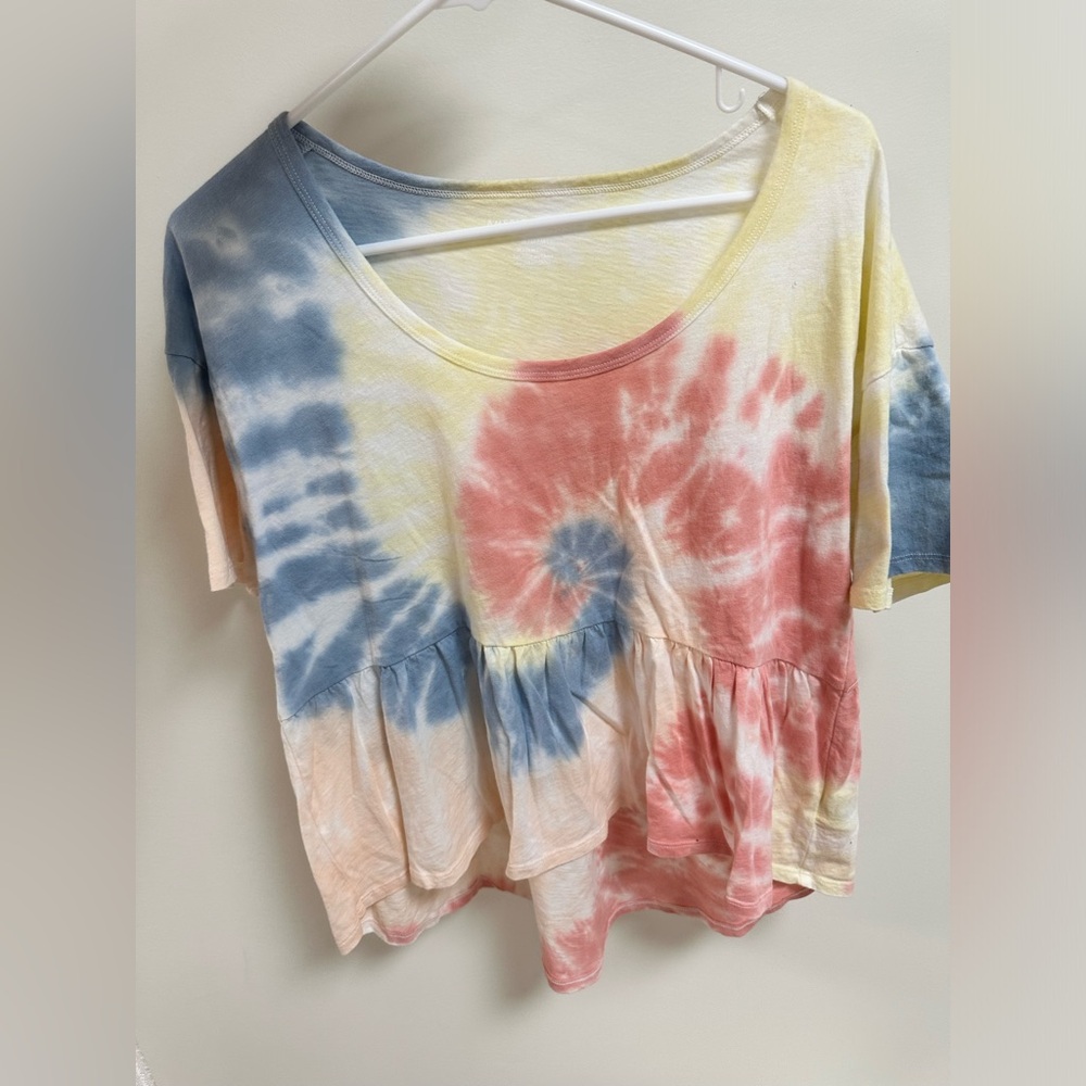 American Eagle Womens Top Tie Dye Crop Blouse Size M